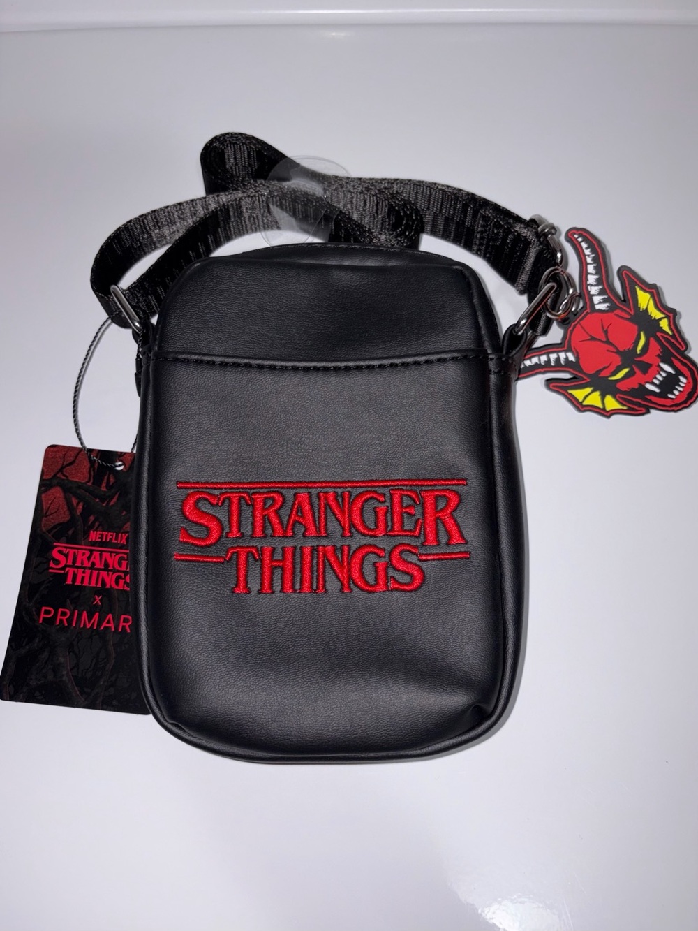 Primark Black Crossbody Bag with Red Stranger Things Logo